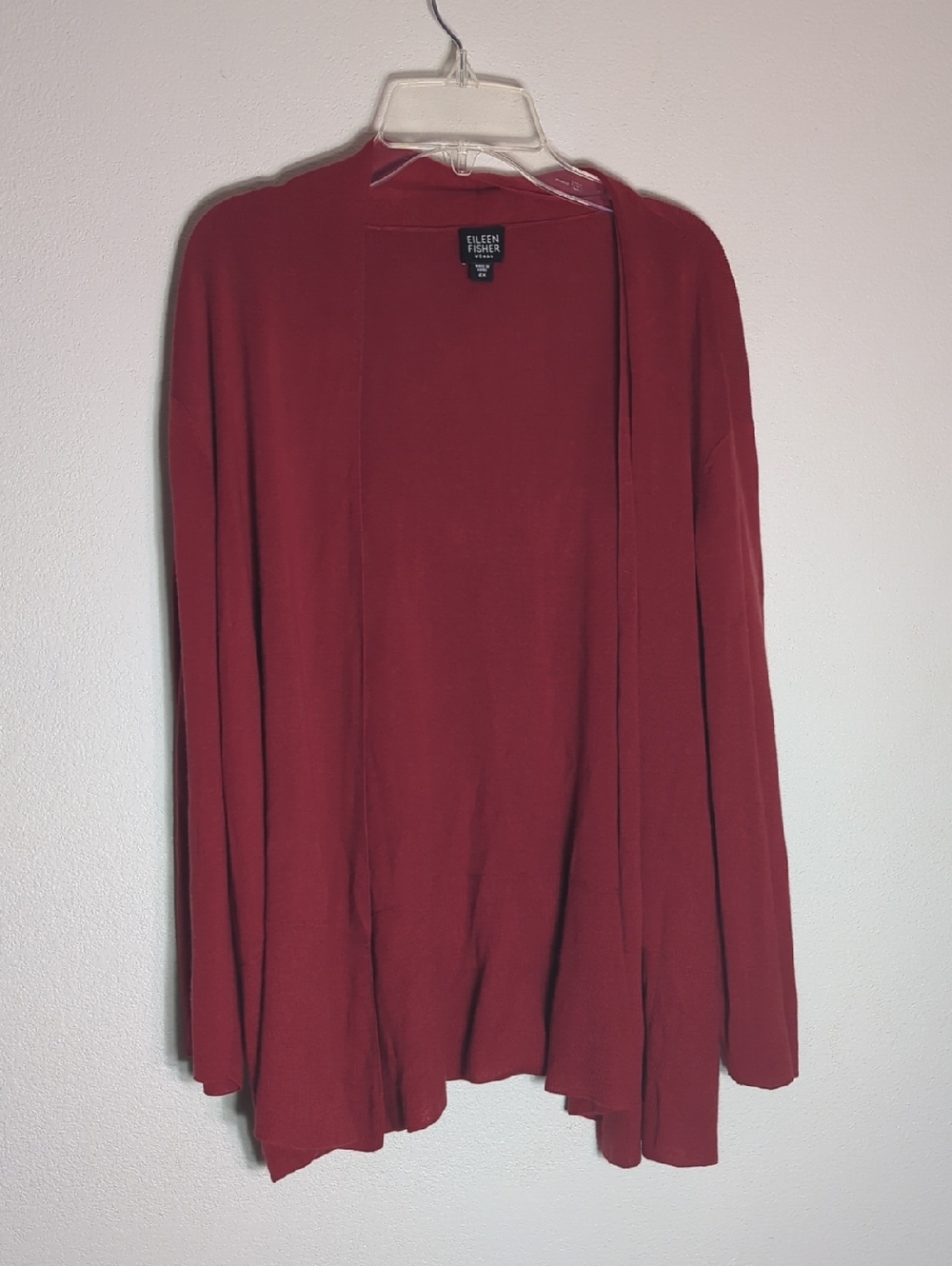 Eileen Fisher Women's Cardigan Sweater Cashmere Silk Red Old Money Plus Size‎ 2X